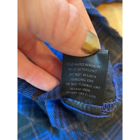 Vici Women’s Top Button-Down Plaid Flannel Shirt Blue Small - Picture 9 of 10